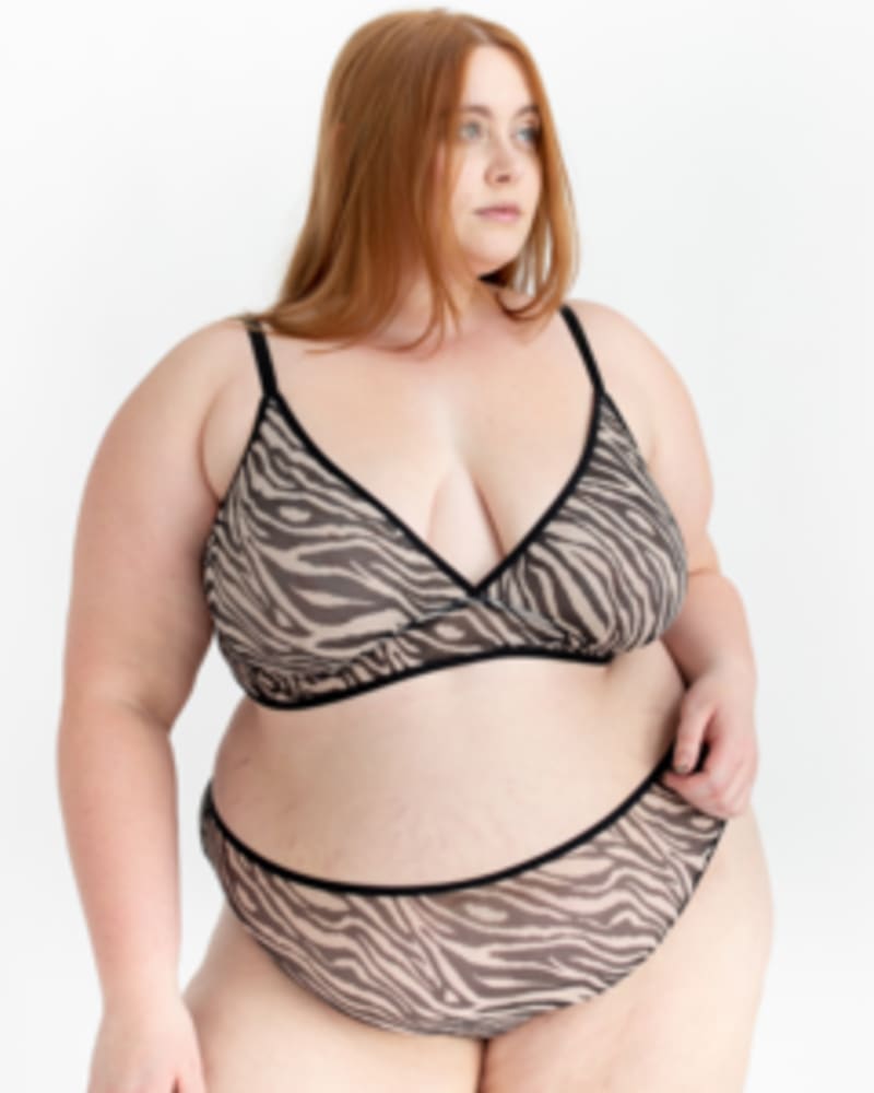 Front of a model wearing a size XXL Zebra Mesh Bikini in White/Black by Underclub. | dia_product_style_image_id:248523